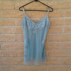 Victoria secret  blue mesh with embroidery